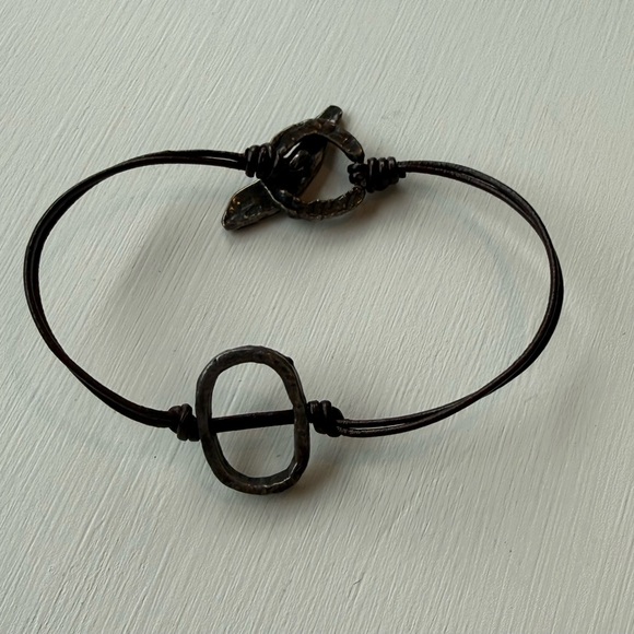 Jewelry - Rustic Brown Leather Bracelet with Metal Accents